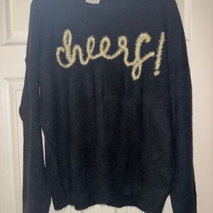 Gilli Black Sweater with Cheers Embroidery